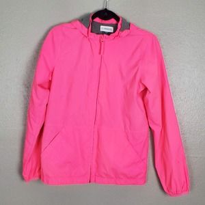 Magellan Girl's Hot Pink Rain Hoodie Full Zip Kanga Pocket Lined Youth L